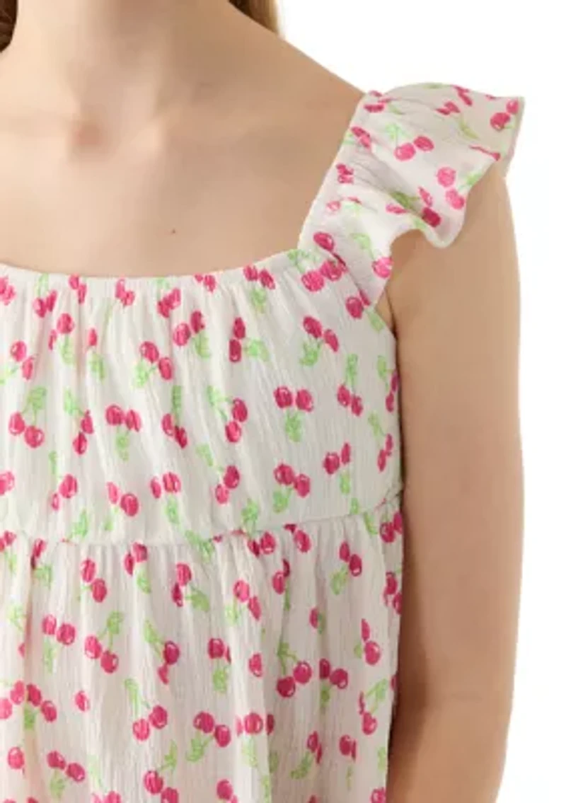 Girls 7-16 Cherry Gauze Top