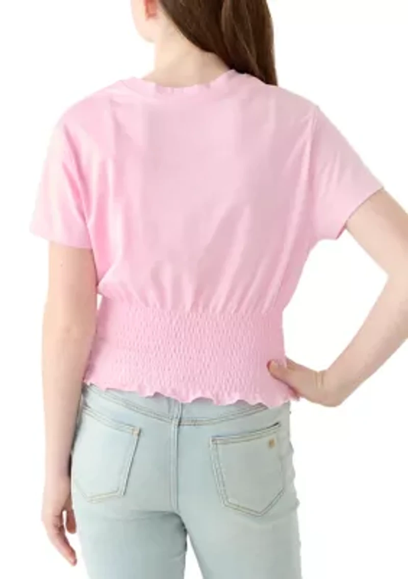 Girls 7-16 Butterfly Banded Bottom Shirt