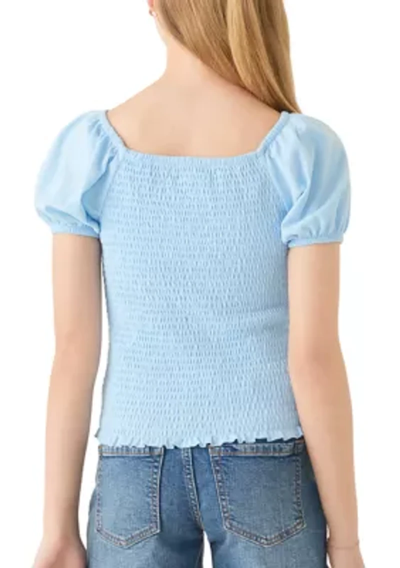 Girls 7-16 Smocked Rosette Top