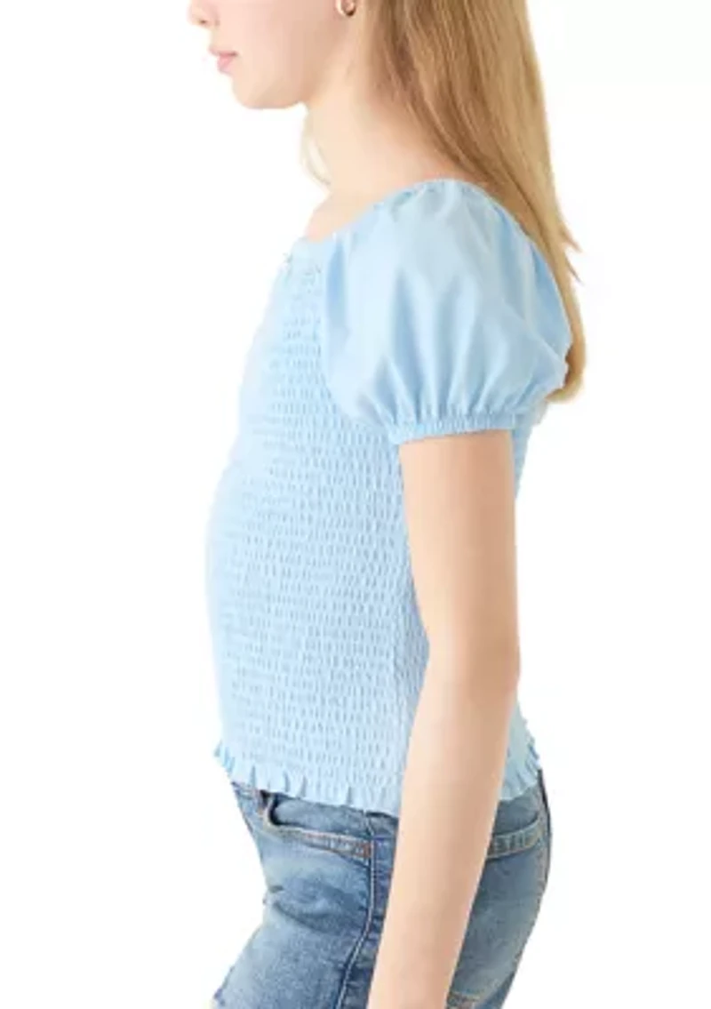 Girls 7-16 Smocked Rosette Top