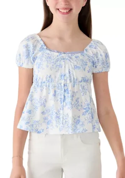 Girls 7-16 Toile Peasant Top