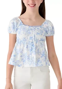 Girls 7-16 Toile Peasant Top