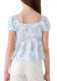 Girls 7-16 Toile Peasant Top