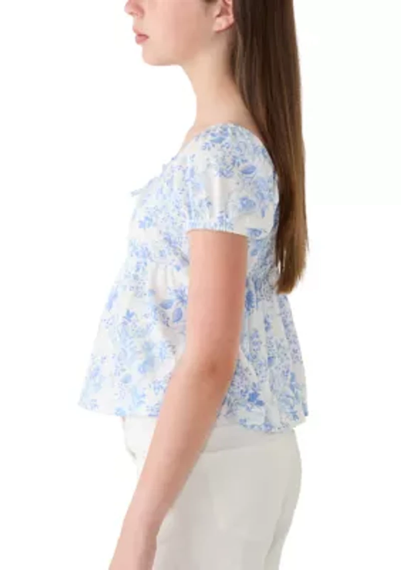 Girls 7-16 Toile Peasant Top