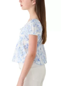 Girls 7-16 Toile Peasant Top