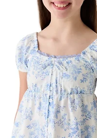 Girls 7-16 Toile Peasant Top