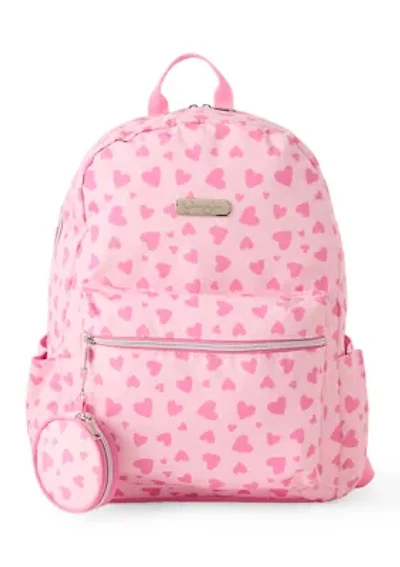 Heart Print Backpack with Lunchbox and Coin Purse