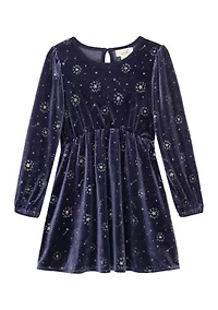 Girls 4-6x Glitter Stars Velour Dress
