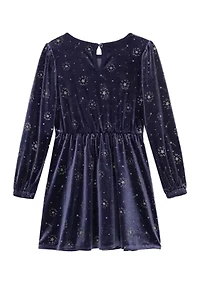 Girls 4-6x Glitter Stars Velour Dress