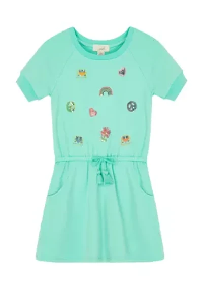Girls 4-6x Short Cap Sleeve Groovy Embroidered Dress