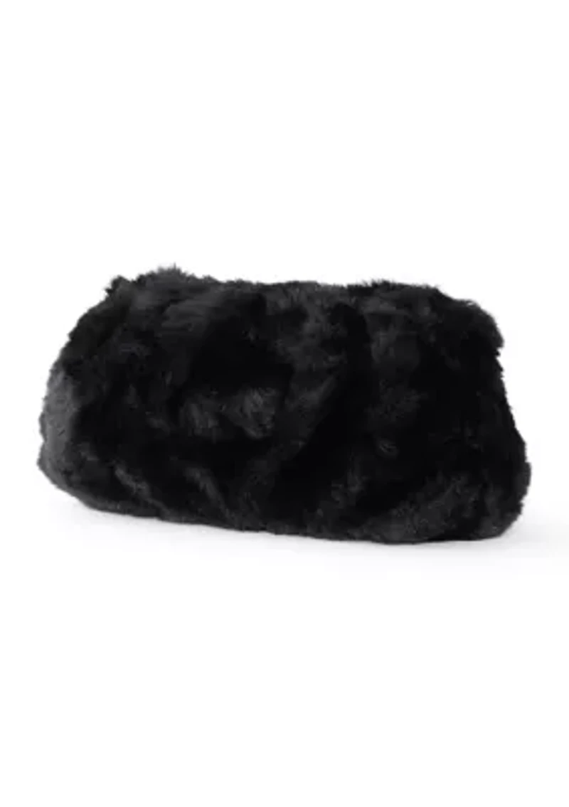 Black Fur Bag with Pearl Handle