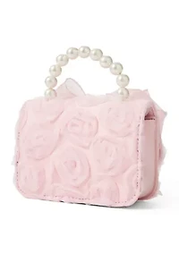 Girls Organza Bow Soutache Pearl Handle Bag