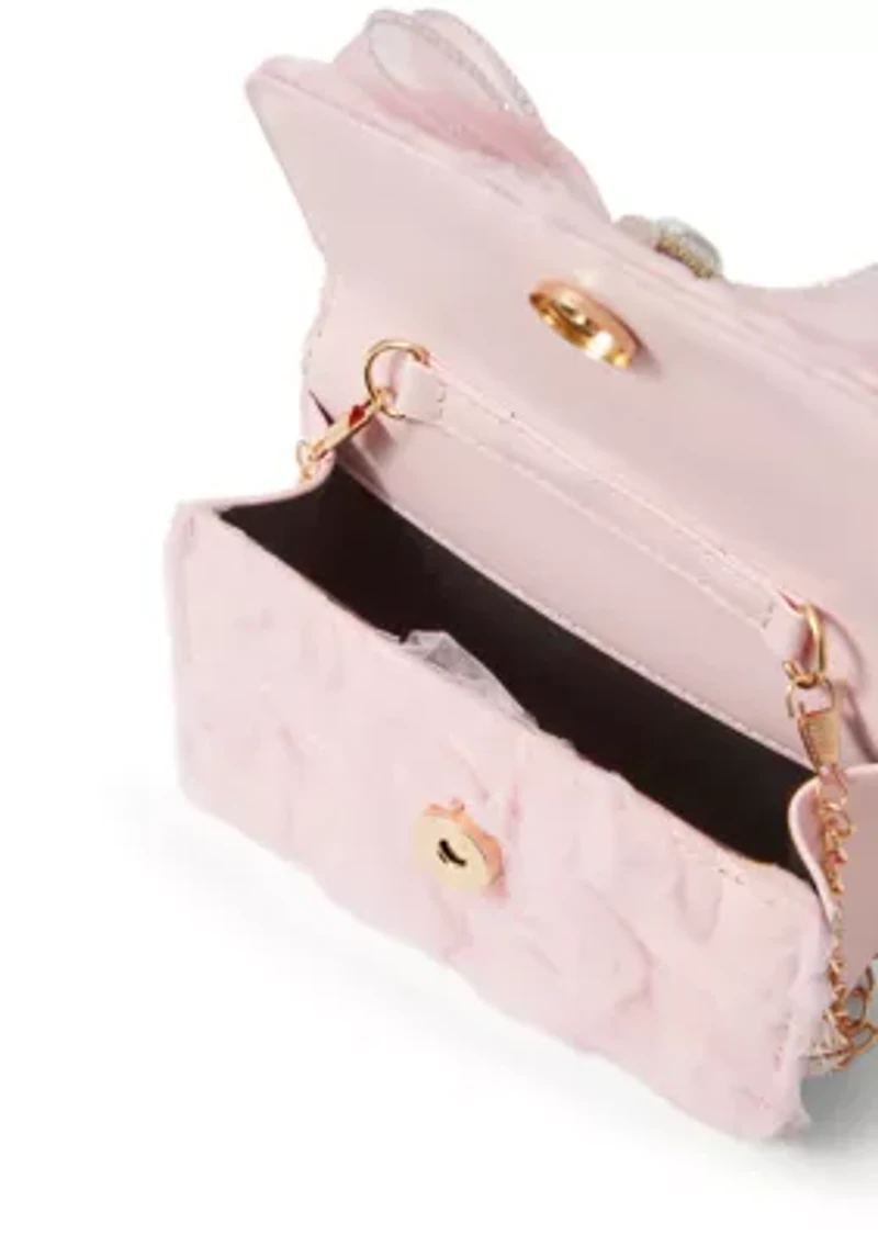 Girls Organza Bow Soutache Pearl Handle Bag