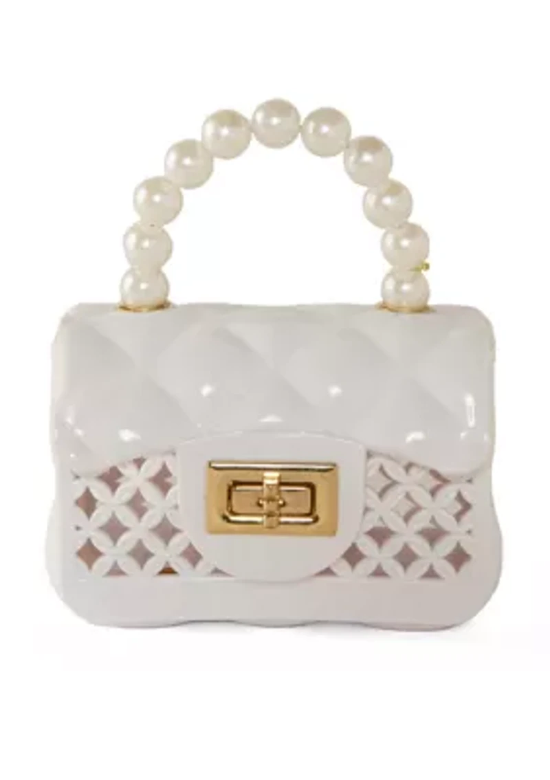 Girls Pearl Handle Purse with Cut Outs