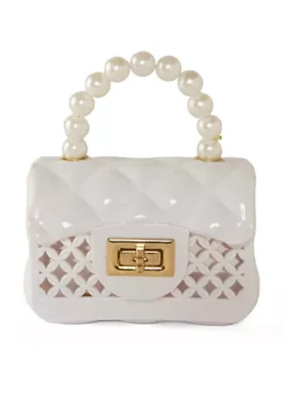 Girls Pearl Handle Purse with Cut Outs