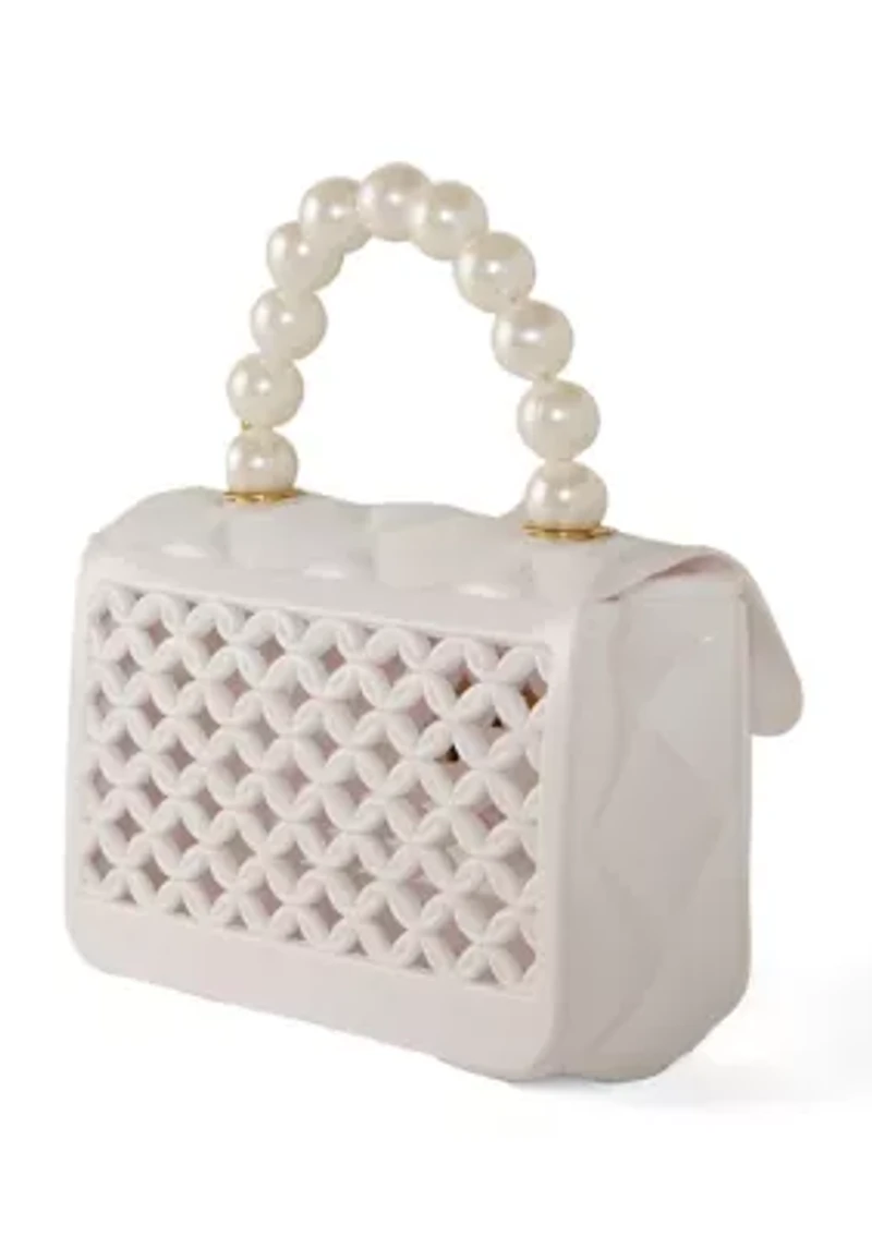 Girls Pearl Handle Purse with Cut Outs