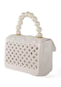 Girls Pearl Handle Purse with Cut Outs