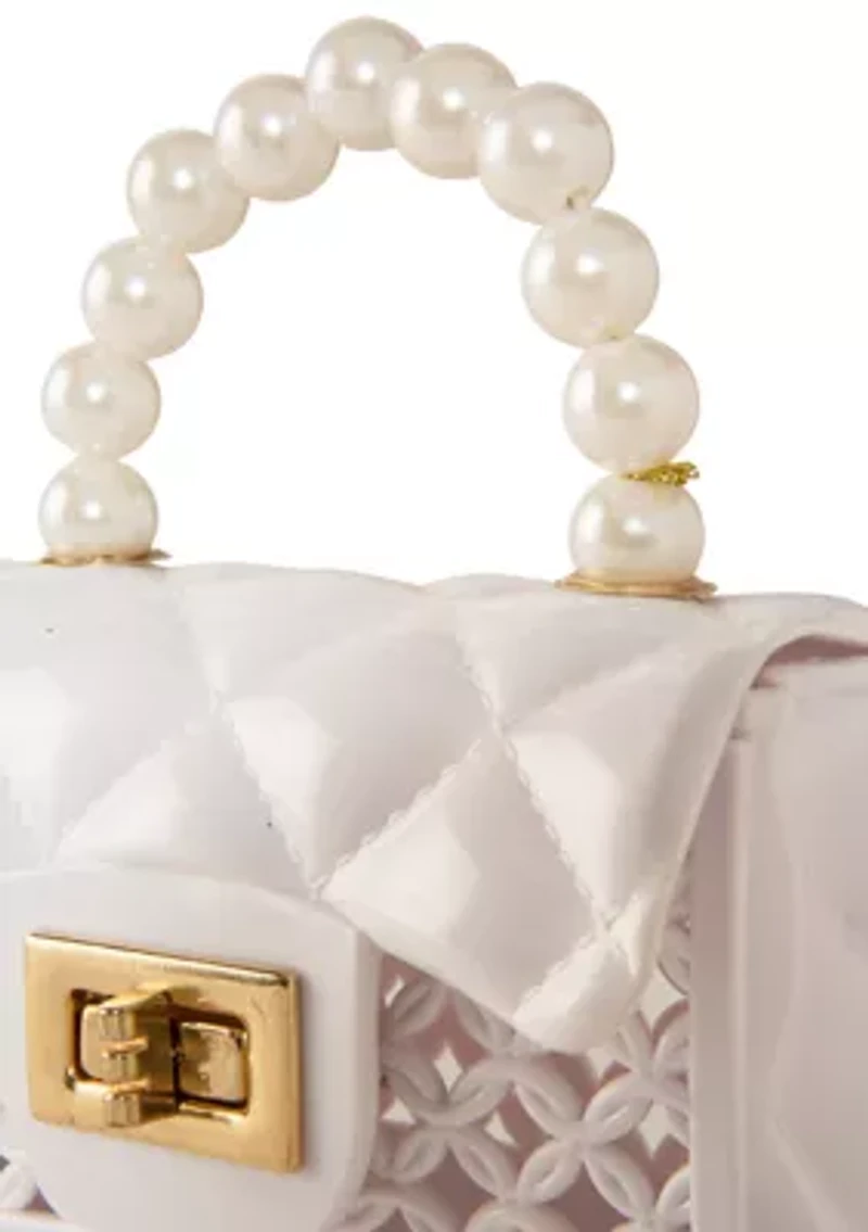 Girls Pearl Handle Purse with Cut Outs