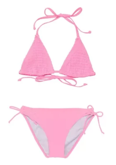 Pink Shirred Triangle Bikini