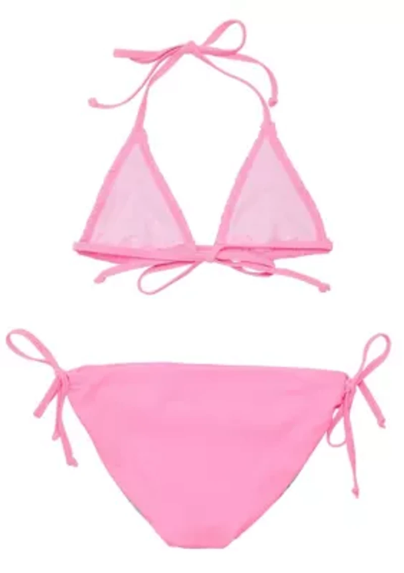 Pink Shirred Triangle Bikini