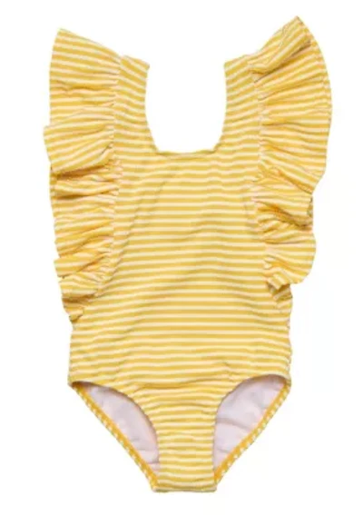 Snapper Rock Sunshine Stripe Wide Frill Swimsuit