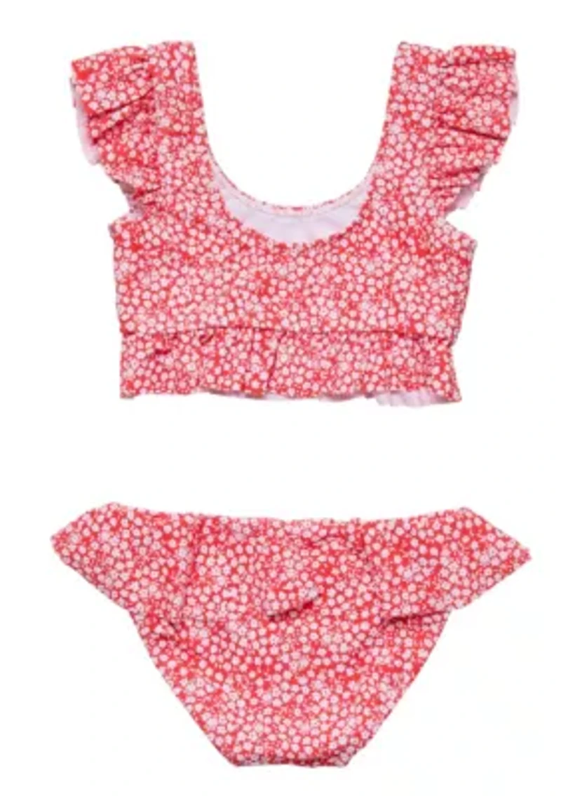Snapper Rock Ditsy Bloom Frilled Crop Bikini