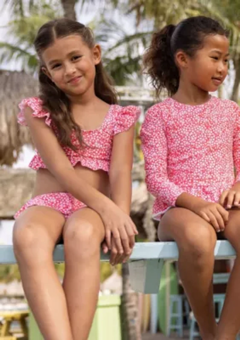 Snapper Rock Ditsy Bloom Frilled Crop Bikini