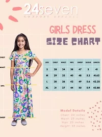 24seven Comfort Apparel Girls Floral Print Short Sleeve Pleated Maxi Dress
