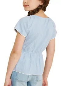 Girls 7-16 Lace Trim Peplum Top