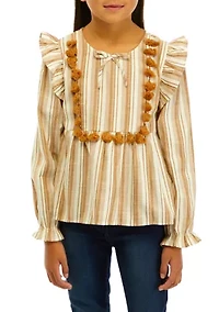 Girls 7-16 Long Sleeve Striped Top