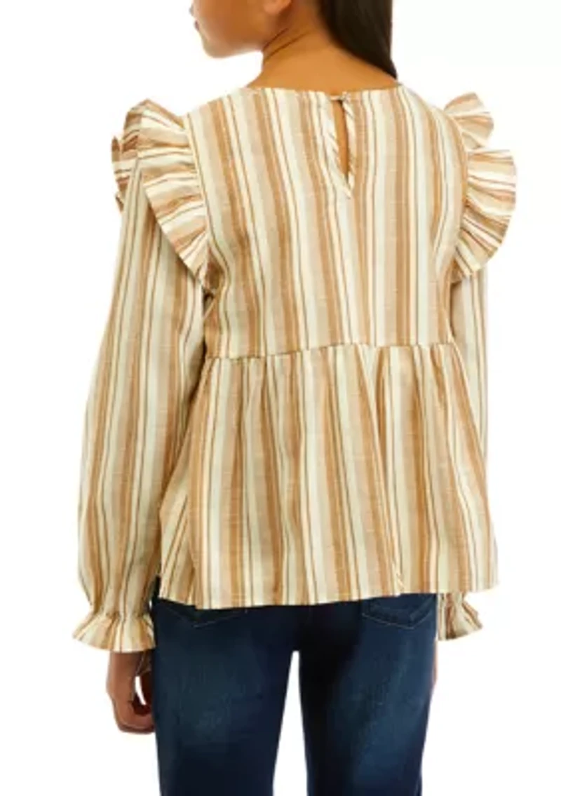 Girls 7-16 Long Sleeve Striped Top