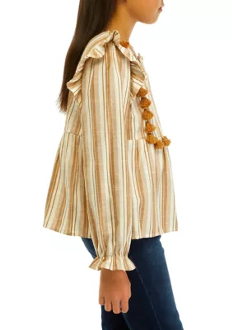 Girls 7-16 Long Sleeve Striped Top