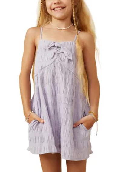 Girls 7-16 Textured Bow Front Tank Romper