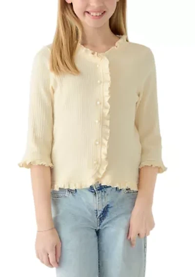 Girls 7-16 Ruffled Placket and Cuff