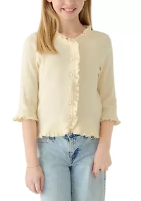 Girls 7-16 Ruffled Placket and Cuff