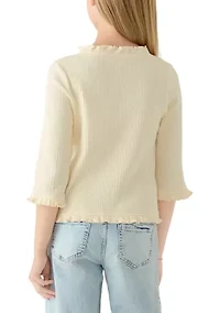 Girls 7-16 Ruffled Placket and Cuff