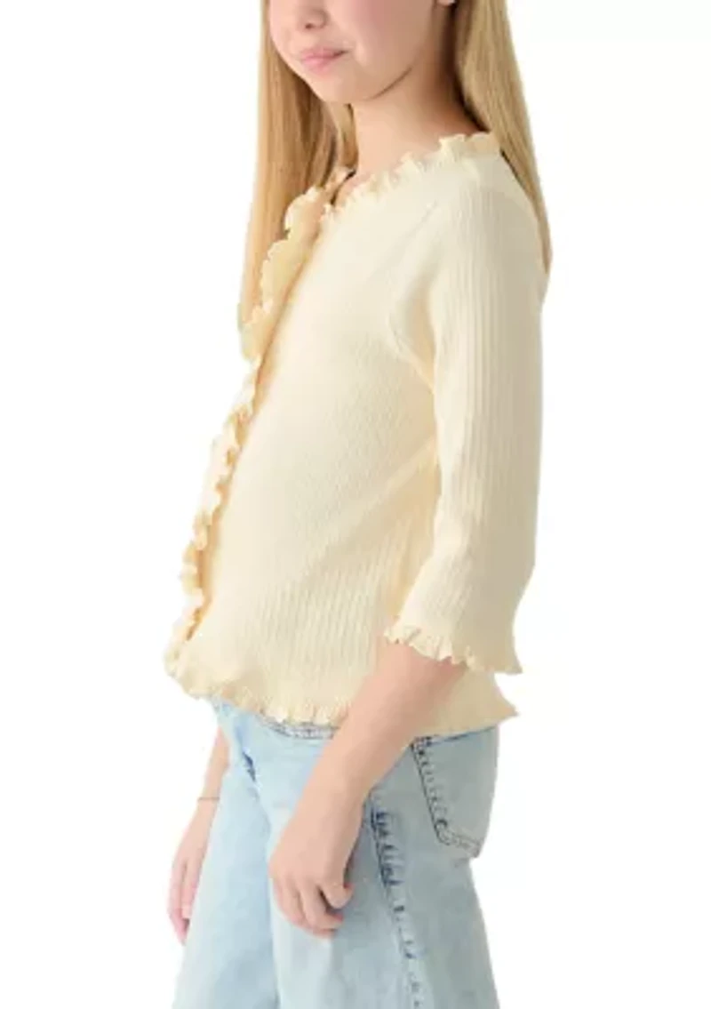 Girls 7-16 Ruffled Placket and Cuff