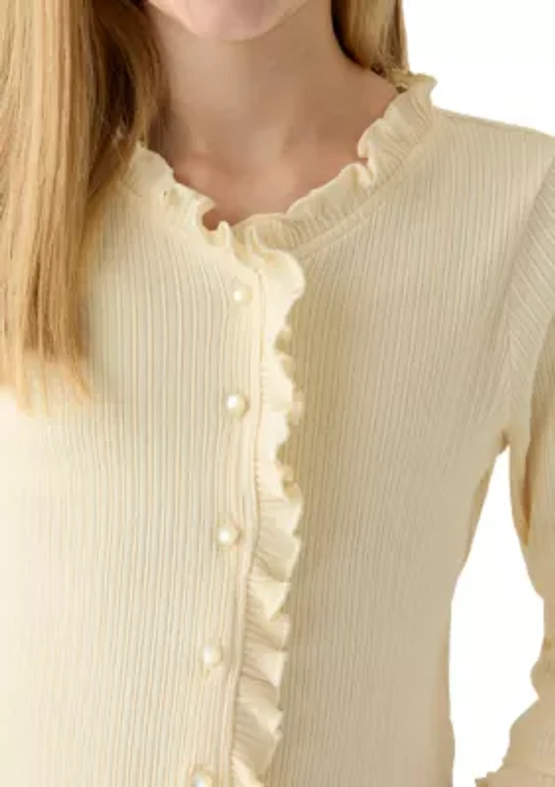 Girls 7-16 Ruffled Placket and Cuff
