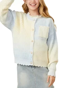 Girls 7-16 Ombré Cardigan with Pearl Buttons