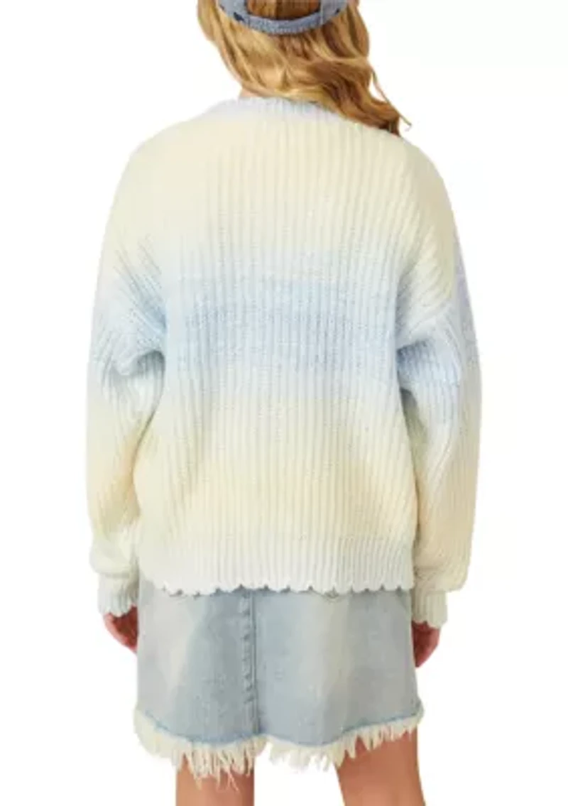 Girls 7-16 Ombré Cardigan with Pearl Buttons