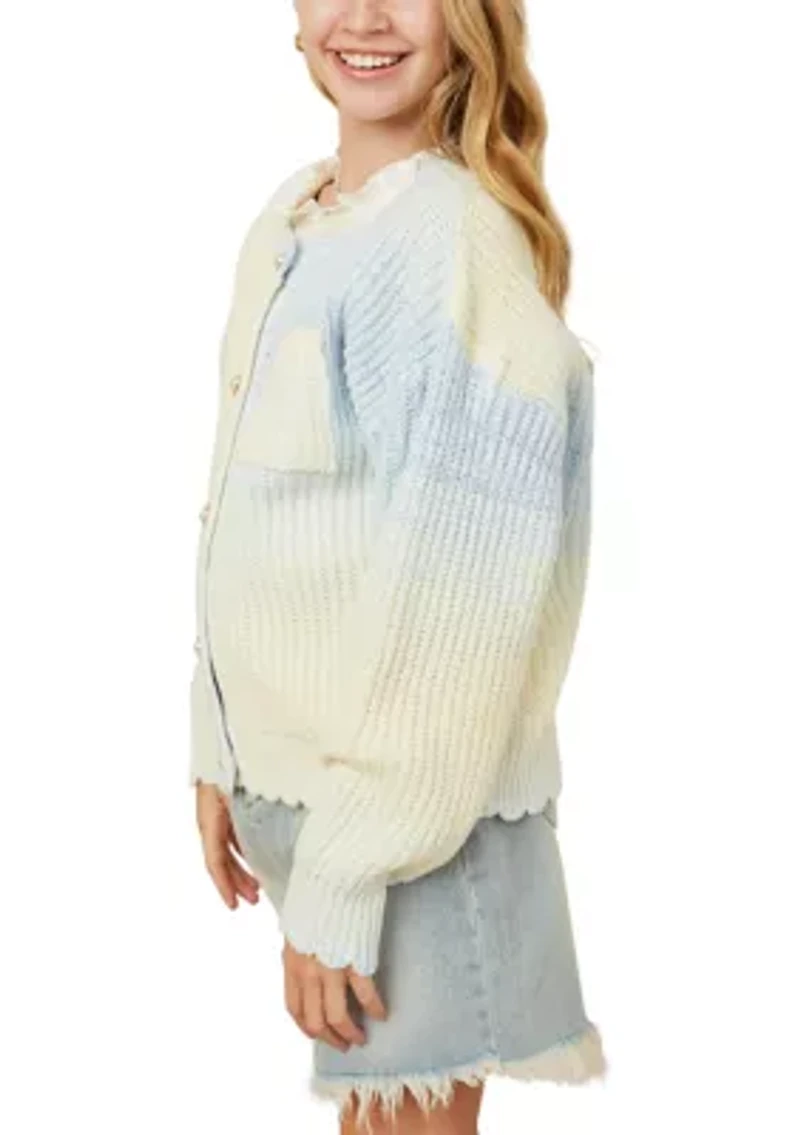 Girls 7-16 Ombré Cardigan with Pearl Buttons