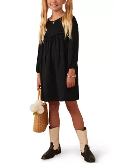 Girls 7-16 Mixed Media Ruffle Sweetheart Lined Dress