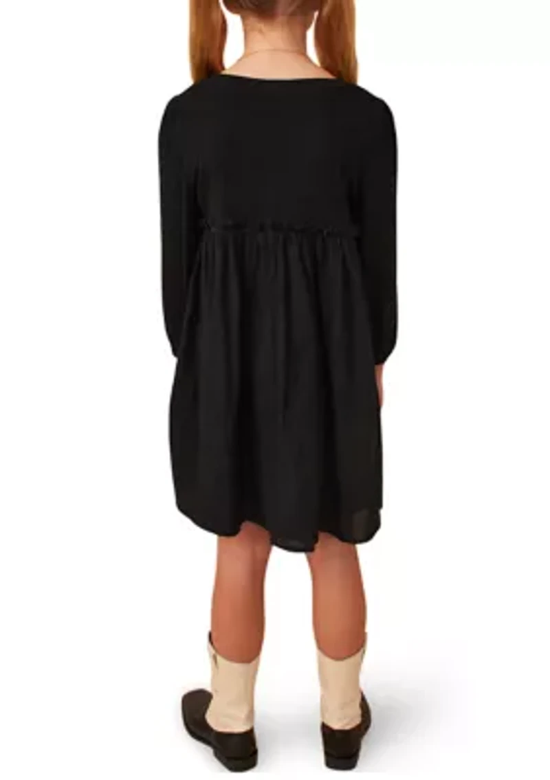 Girls 7-16 Mixed Media Ruffle Sweetheart Lined Dress