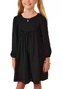 Girls 7-16 Mixed Media Ruffle Sweetheart Lined Dress