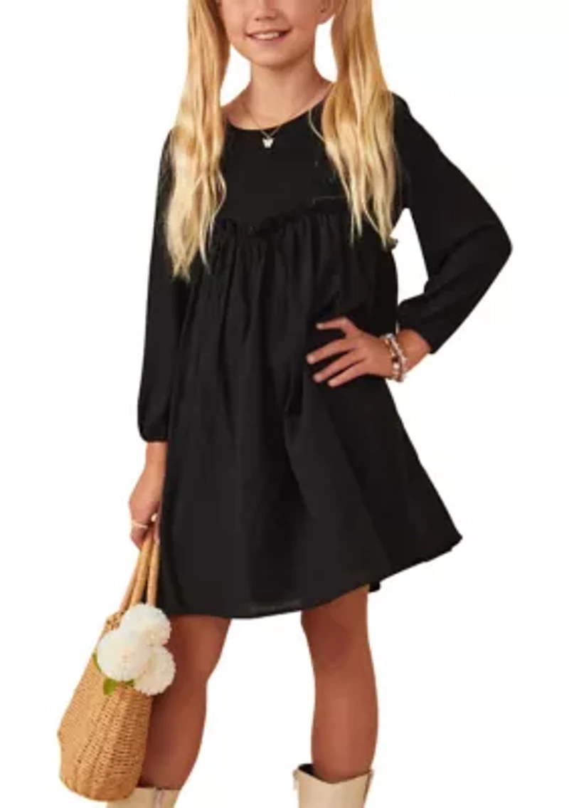 Girls 7-16 Mixed Media Ruffle Sweetheart Lined Dress