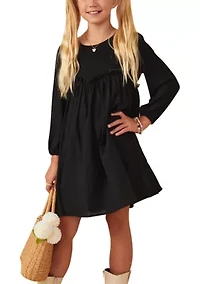 Girls 7-16 Mixed Media Ruffle Sweetheart Lined Dress