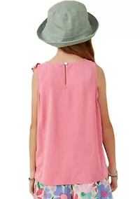 Girls 7-16 Washed Ruffle Crew Neck Top