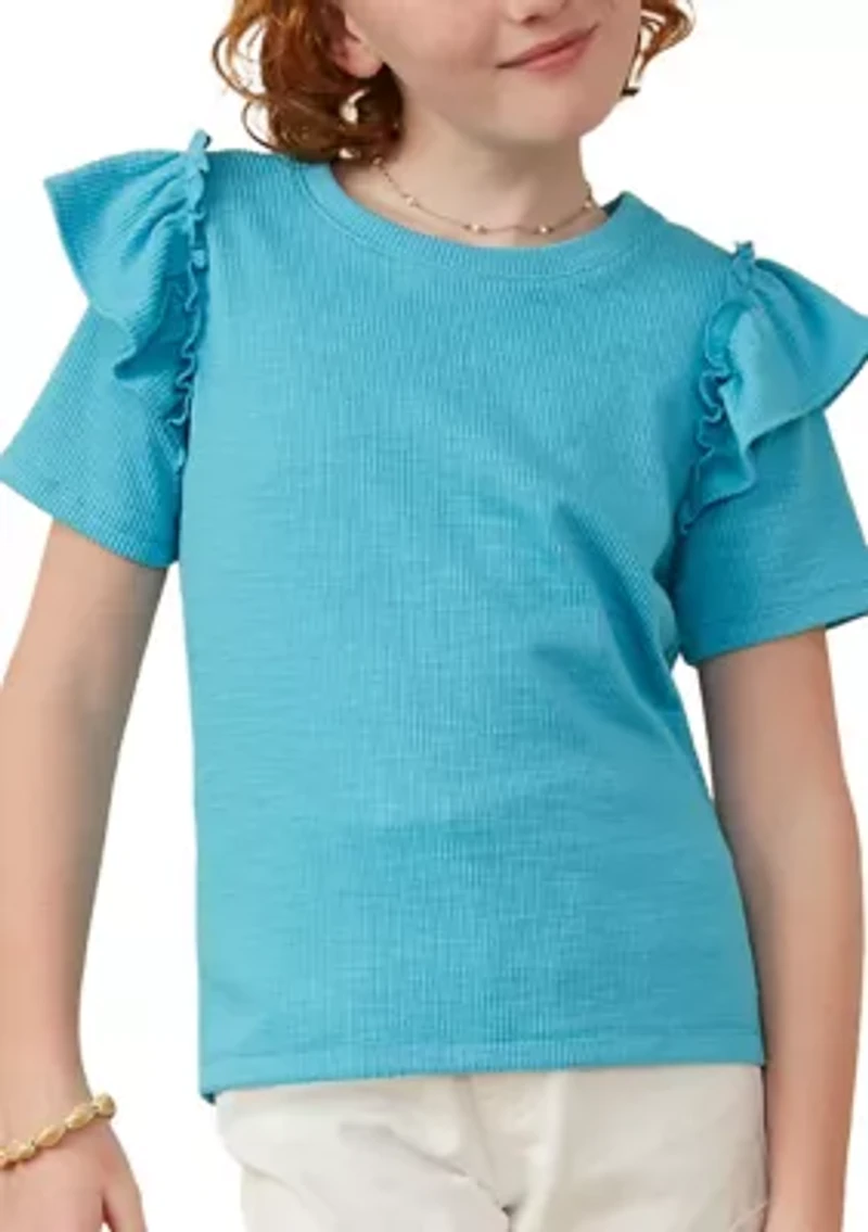 Girls 7-16 Marled Ruffle Top