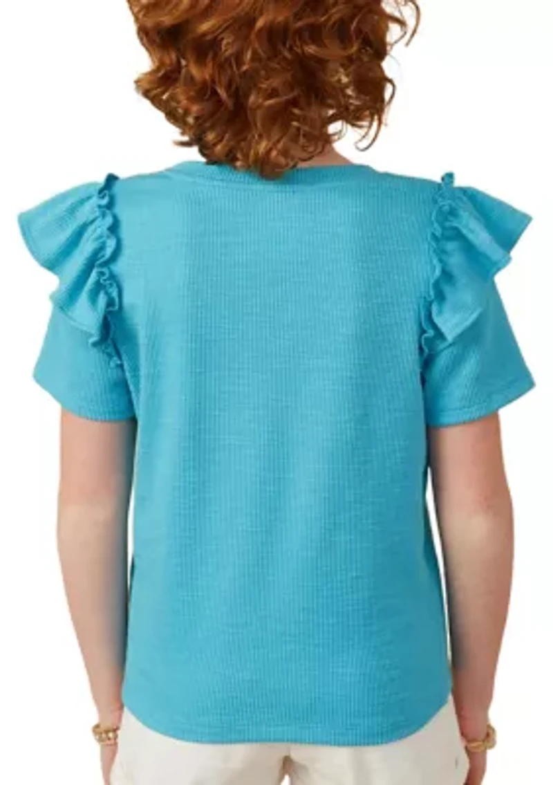 Girls 7-16 Marled Ruffle Top