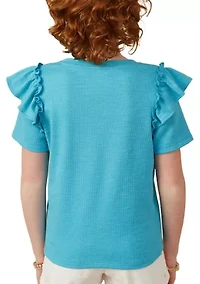Girls 7-16 Marled Ruffle Top